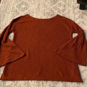 Rust Orange Bell Sleeve Loose Fit Sweater